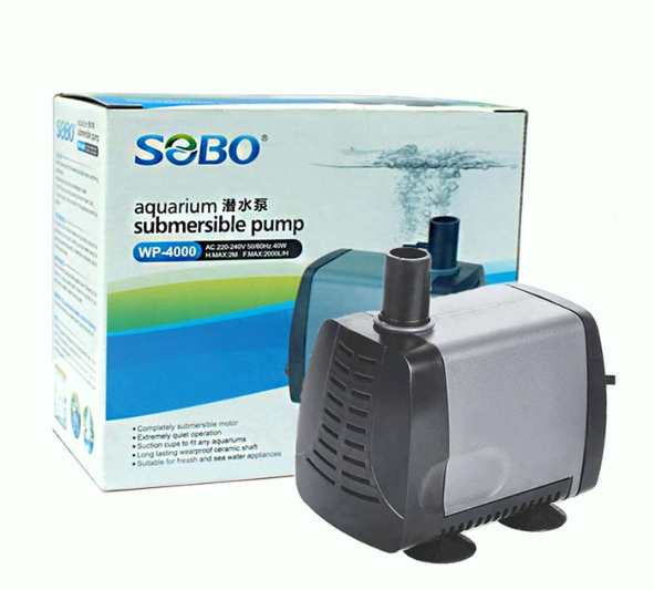 Sobo WP Series Aquarium Submersible Pump WP-4000 | Power : 40W | Output : 2000L/H | H.max : 2.0M