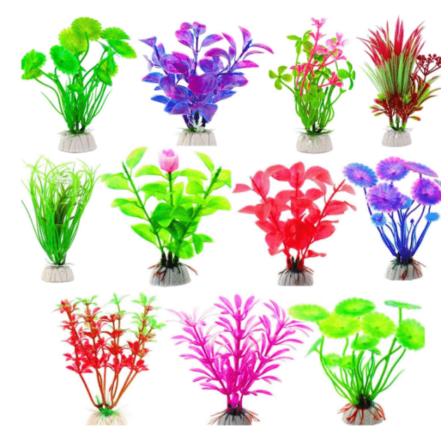 Artificial Aquarium Plants Fish Tank Decorations Plastic Aquarium Plants (Random Color) (Pack of 10)
