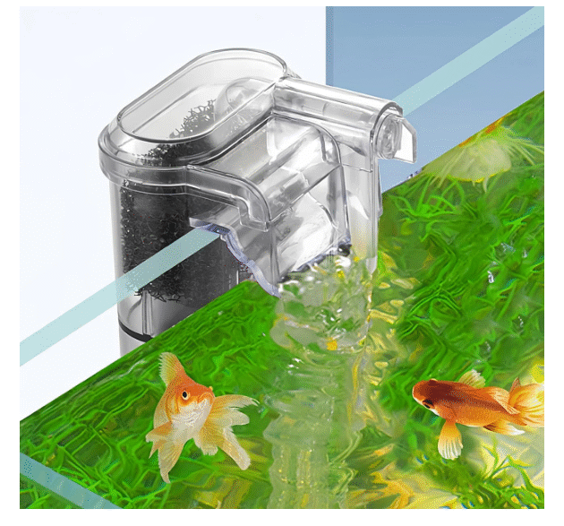 LY-401 Mini Compact Transparent Hang-On Filter | 2.5W | 250L/Hr | For Small Aquarium Fish Tanks up to 30cm & Bowls | Adjustable Flow Controller