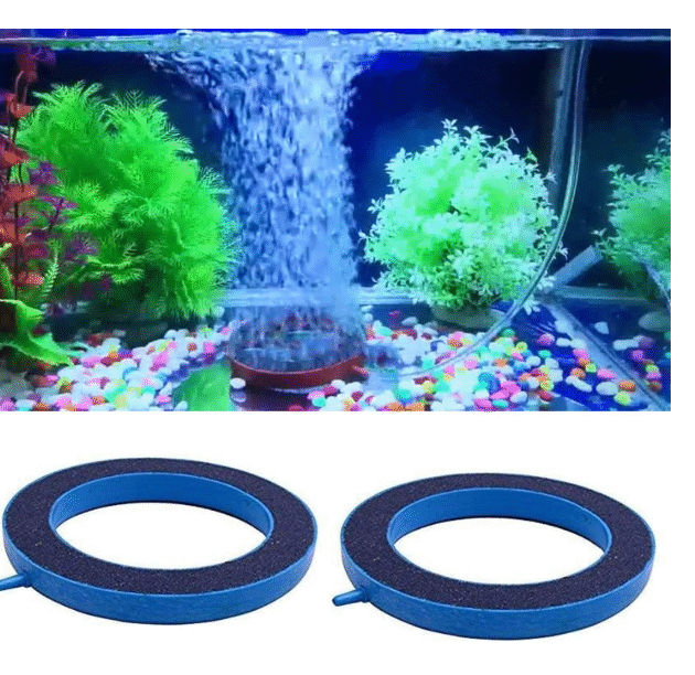 Million Bubbles Oxygen Ring Diffuser – Aquarium Air Stone Bubble Stone for Fish Tanks and Hydroponics (Set of 2)