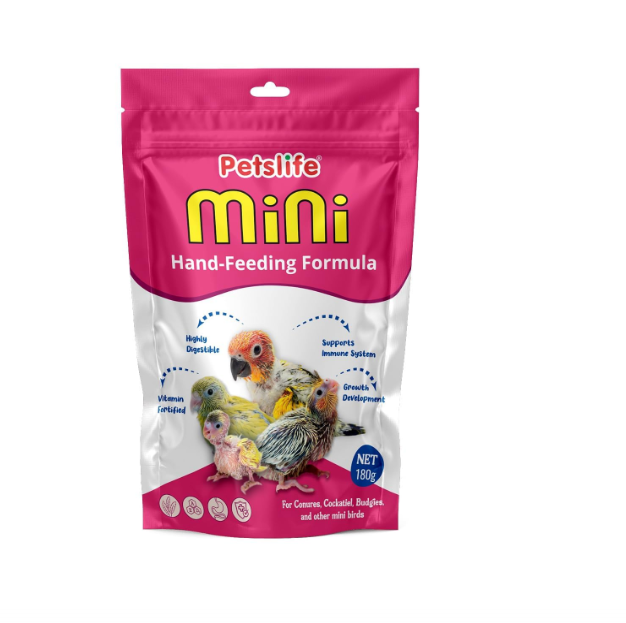 Animaux – Pets-Life Mini Hand Feeding Formula for All Baby Birds | Complete Daily Nutrition | Vitamin Fortified | Highly Digestible | Immune Support | Growth & Development (180g)