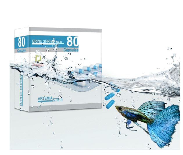 Peqon Brine Shrimp Eggs | Artemia Cysts with 90% Hatch Rate for Baby Fish & Fry Feeding (8 Strip - 80 Capsules)
