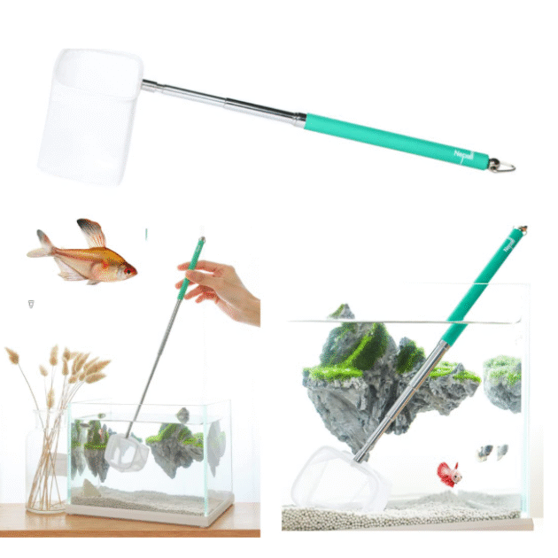 Extendable Rustproof Stainless Steel Fish Net for Aquariums – Small Fish & Shrimp Catching | Length: 17 cm to 53 cm