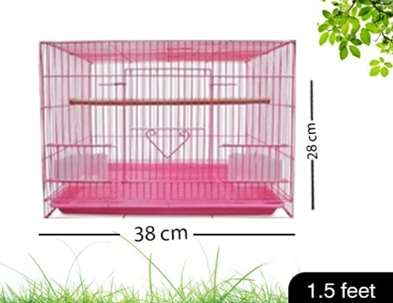 1.5 Feet (18 Inch ) Pink Best Birds Cage For Budgies, Finches, Love Birds, Cocktails, Conures & All Small Birds