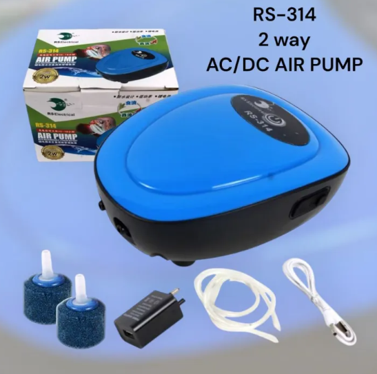 RS-314 AC/DC Best Aquarium Air Pump with Airtube and Airstone | Power: 2W | Flow: 3L/min