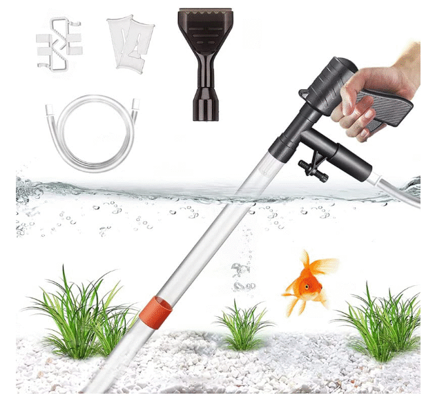 Animaux 3 in 1 Aquarium Gravel Cleaner Water Changer with Glass Algae Scrapper Suitable for Aquarium Height 92Cm(Gun Type Ql-09G)