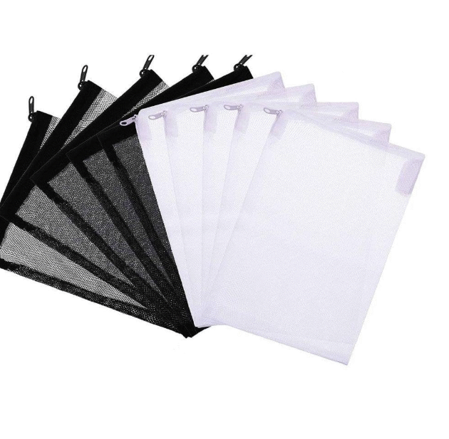 Animaux Filter Media Bags 10 PCS (Black & White) Aquarium Mesh Nylon Filter Media Net Bags with Zipper for Pellet Carbon, Ammonia Remover, Ceramic Rings, Bio Balls (500G)