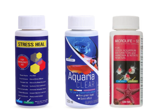 Animaux Aquatic Remedies Aquarium Fish Tank Must Have Starter Combo (Stress Heal + Aquaria Clear + MicroLife S2) 3 * 100 ML - 3 Pcs Combo Starter Pack