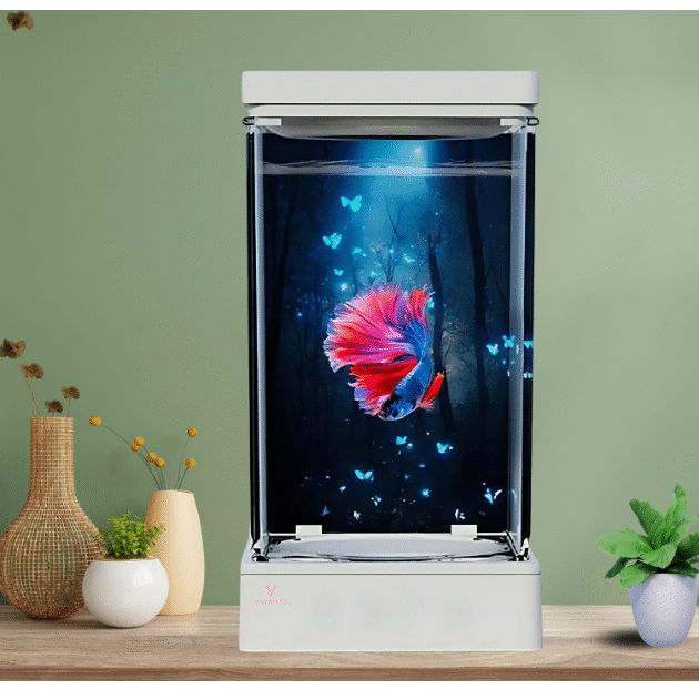 Animaux Transparent Narrow Acyrlic Betta Fish Tank| Easy to Clean and Maintain | Mini Portable Fish Tank (1 Liter Capacity)