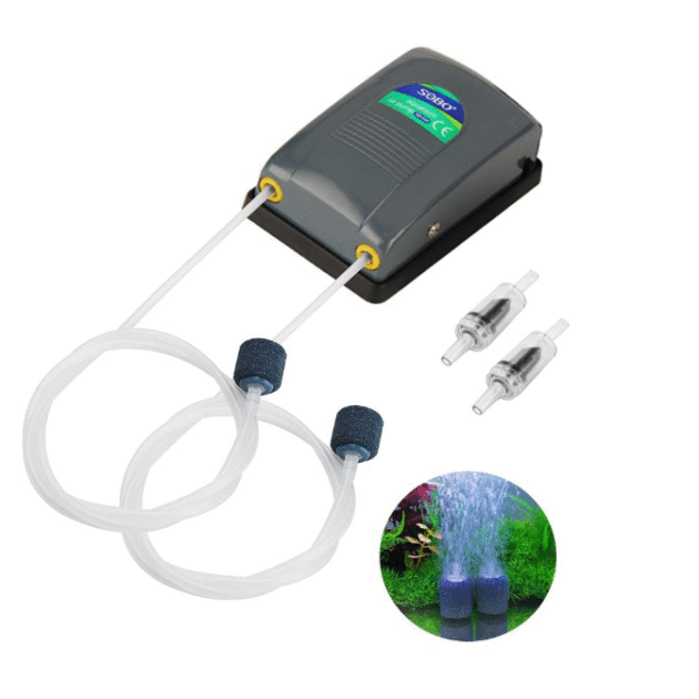 Animaux Sobo Sb-648 Dual Outlet Silent Aquarium Qxygen Pump With Free 3 Meter Air Tube, 2 Air Stone And 2 Check Valve|Power : 5W|Output : 2 * 4L/Min|Pressure : 2 * 0.02Mpa